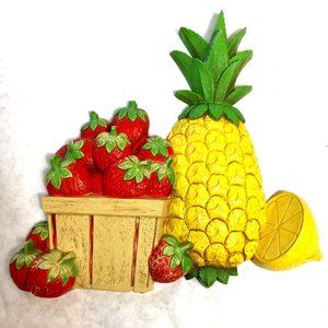 ‘75 HOMCO Fruit Basket Cottage Core  Farm House Wall Art Vtg